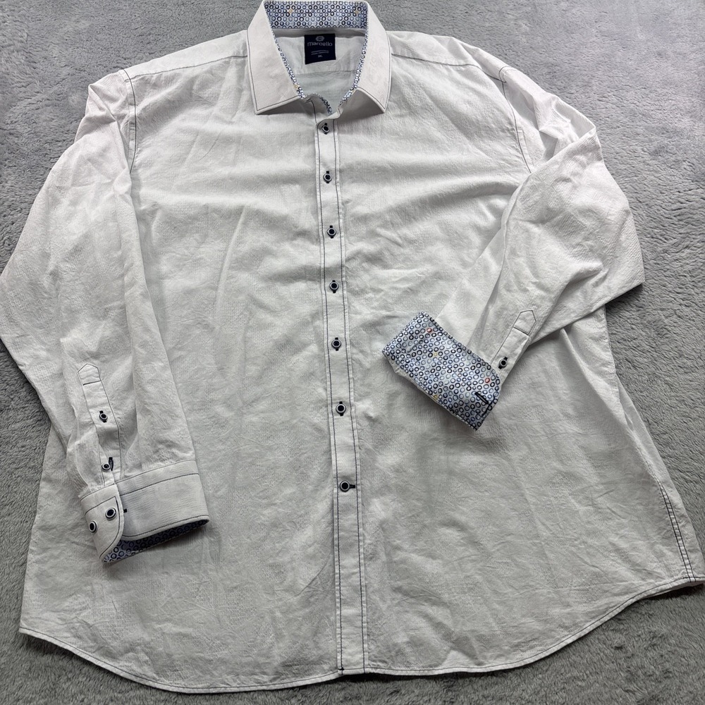 Marcelo Unique Impression Dress Shirt Size 3XL Button‎ Up White Blue Accent
